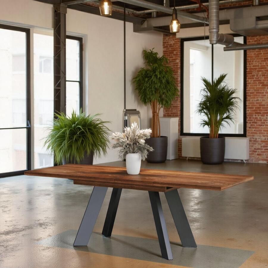 Ganeey Verona Uitschuifbare Eettafel – Houten Eettafel 130-210 cm – 8 Personen – Stijlvol Design – Stirling Oak Zwart – Robuust & Gemakkelijk te Reinigen