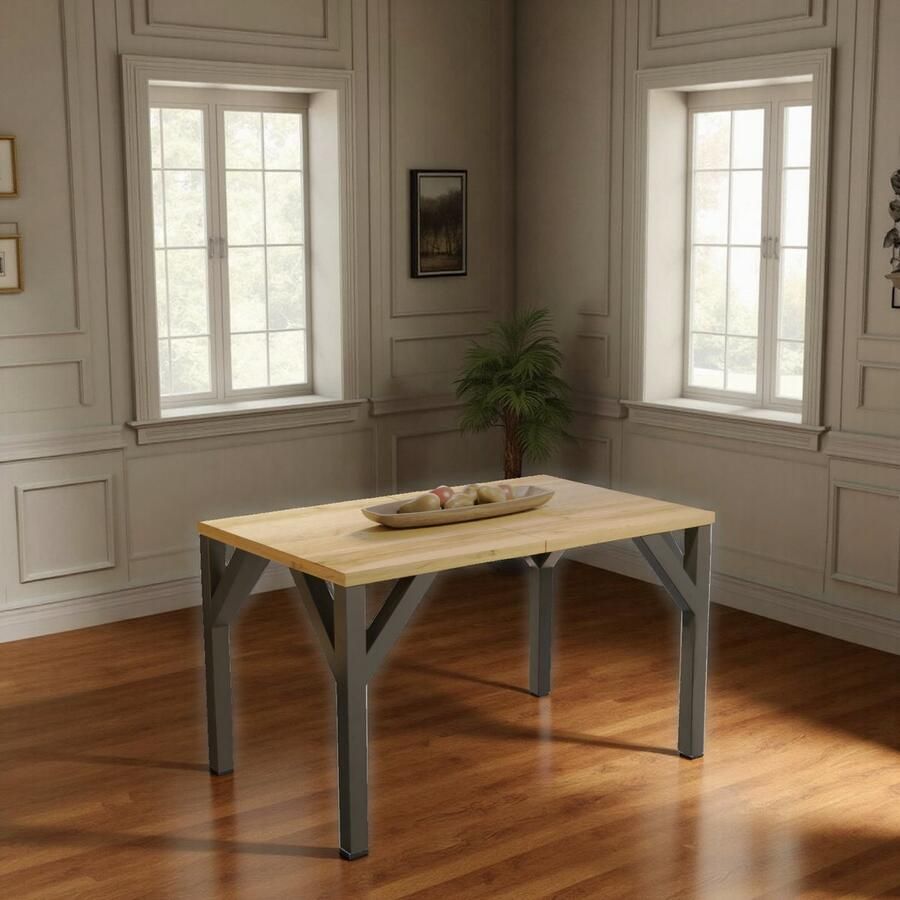 Ganeey Verona Uitschuifbare Eettafel – Wotan Eiken – Houten Eettafel met Zwart Onderstel – Moderne Design Tafel – Geschikt voor 10 Personen – 130-240 x 90 x 75 cm