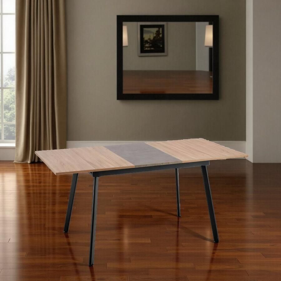 Ganeey Voutre Uitschuifbare Eettafel – Industriële Houten Eettafel met Stalen Frame – Verstelbaar 120-160 cm – Houtskleur & Grijs – Moderne Rechthoekige Keukentafel voor 4 Personen