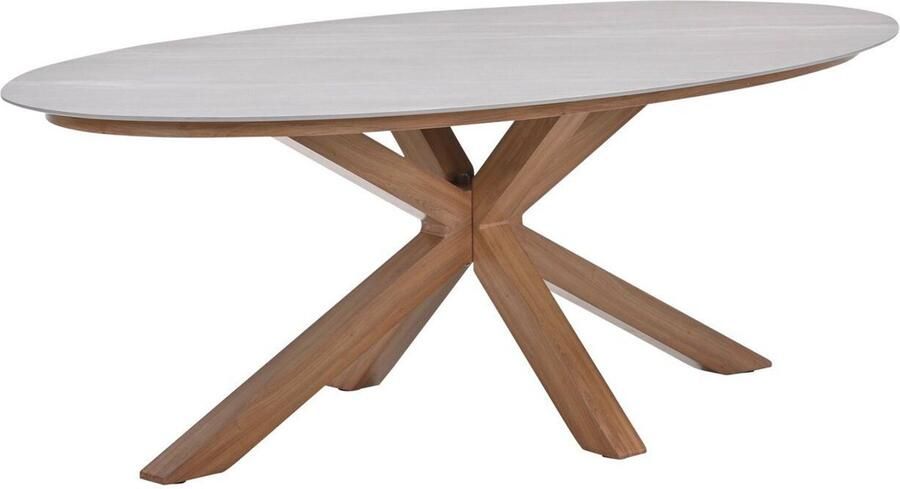 Garden Impressions GI Scotland ovale tuintafel 230x115 cm. Teak look Zand