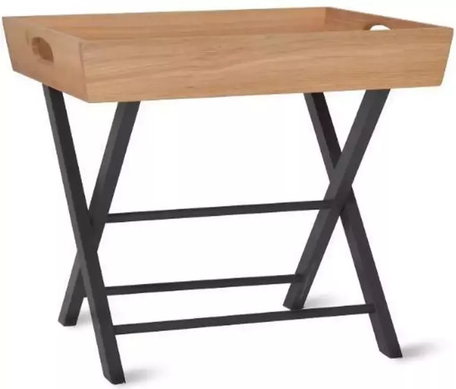 GardenTrading Dienbladtafel Bijzettafel Hout met zwarte poten