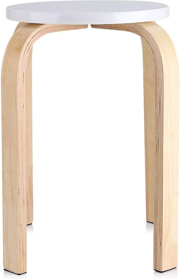 GARRYFIZH 1 Stuk Ronde Houten Kruk – Antislip – Wit – Ø30 x H45 5 cm – Stapelbaar – Kinderkamer Keuken of Woonkamer