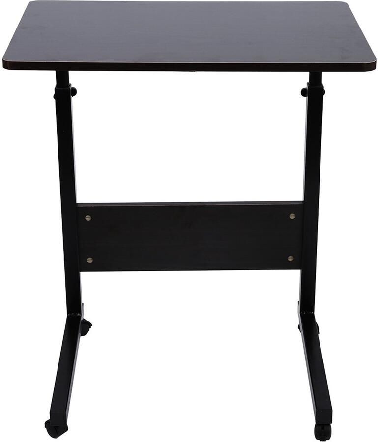 GARRYFIZH Draagbare in hoogte verstelbare computertafel – Bijzettafel & bureautafel voor bed 60 × 40 cm donker notenhout met wielen