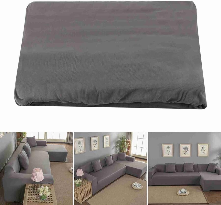 GARRYFIZH Elastische Bankhoes voor Hoekbank 3+2-zits – L-vorm – Volledige Sofa Cover – Wasbaar & Rekbaar – Bankbeschermer – Hoes voor Hoekbank in Grijs – Polyester Bankovertrek
