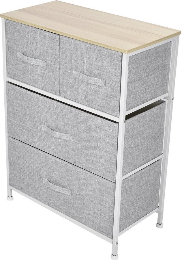 GARRYFIZH 60 x 30 x 79 cm Ladeblok met 3 Lagen en 4 Uitneembare Stoffen Lades – Compacte Organizer voor Woonkamer Slaapkamer en Thuis – Lichtgewicht en Ruim