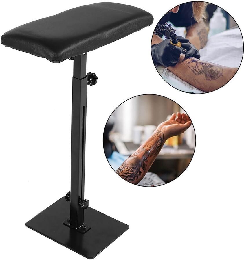GARRYFIZH Tattoo Armsteun Verstelbaar – Professionele Arm- & Beensteun voor Tattoo Studio – Ergonomisch Inklapbaar Werkstation – 63-95cm – 180° Kantelbaar –Tattoo verzorging-Tatoeage armsteun beensteun-Zwart