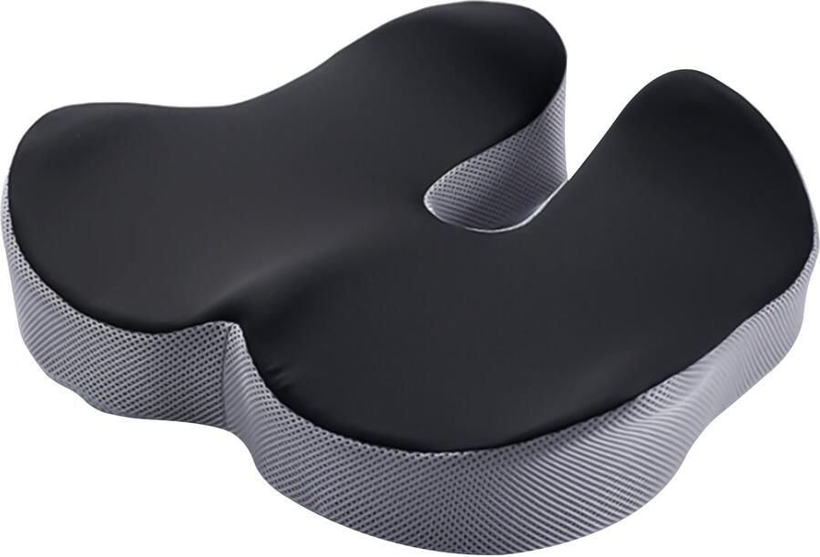 GARRYFIZH Universeel Traagschuim Zitkussen – Verkoelend Ademend & Drukverlagend Ergonomisch Zitkussen voor Bureaustoelen Studentenbanken en Krukken Zwart en geruit lichtgrijs