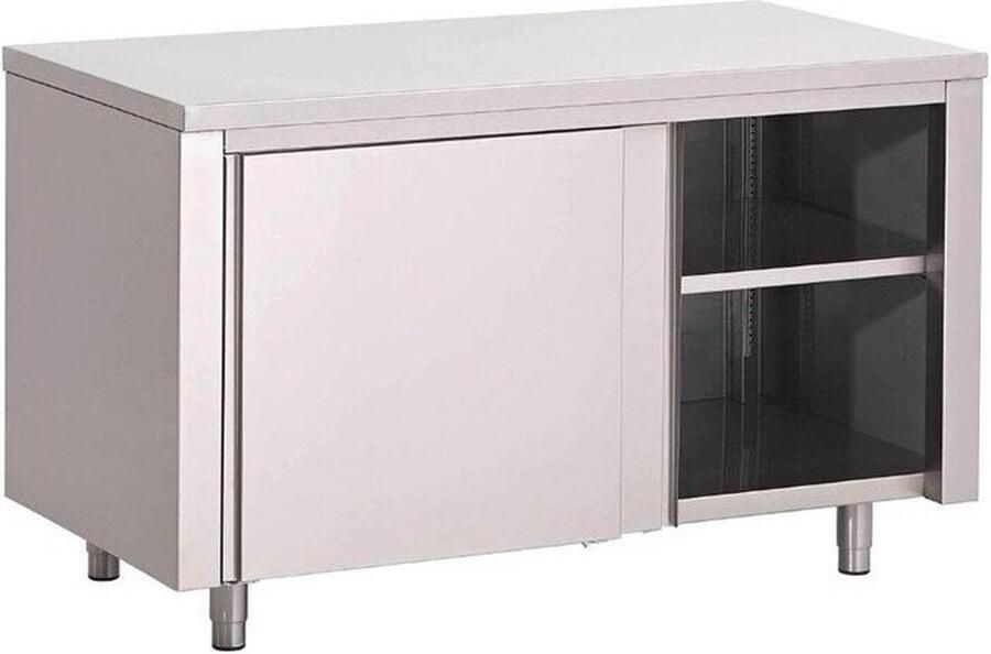 Gastro M RVS Werktafel Schuifdeuren 160x70x85cm GN153 Horeca & Professioneel