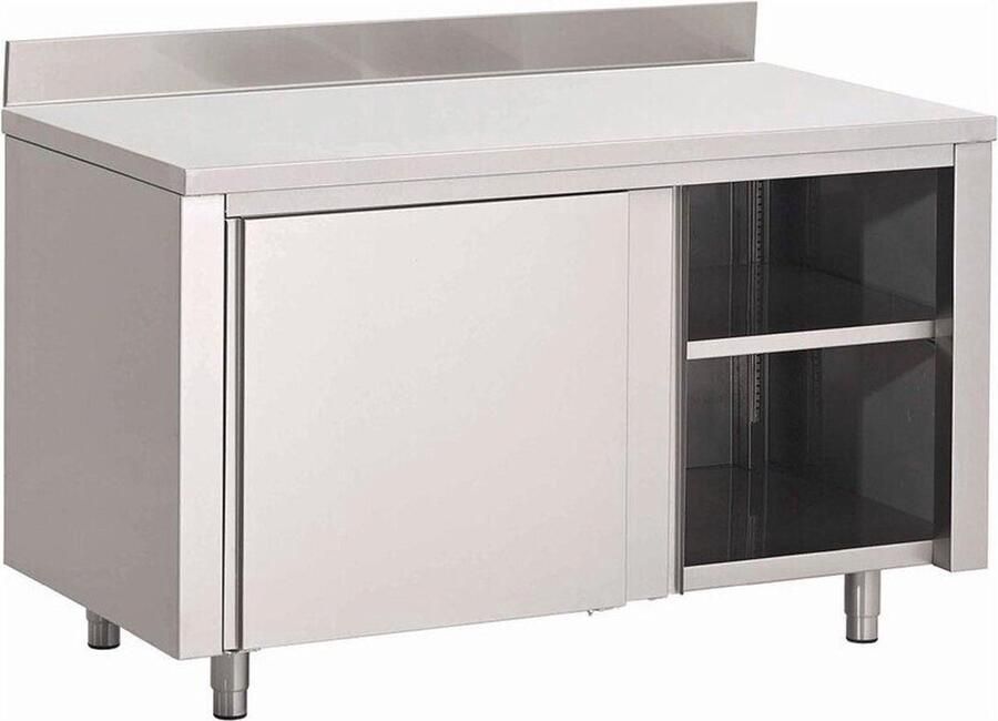 Gastro M RVS Werktafel Schuifdeuren Achteropstand 160x70x85cm GN160 Horeca & Professioneel