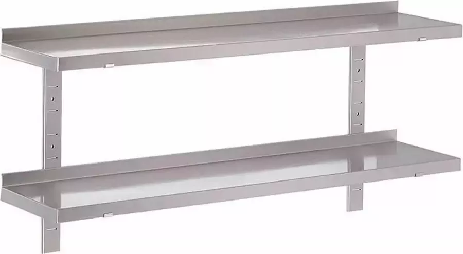 Gastro Inox Gastro-Inox RVS Dubbele Wandplank 1300(l)x400(d)mm Gastro-Inox 303.221