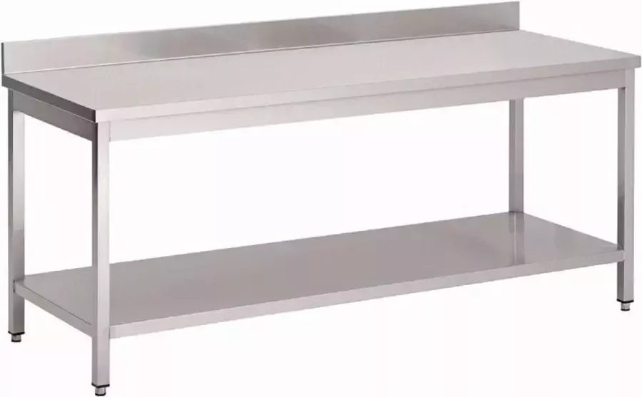 Gastro Werktafel RVS Onderblad Achteropstand |200cm Breed GN137 Horeca & Professioneel