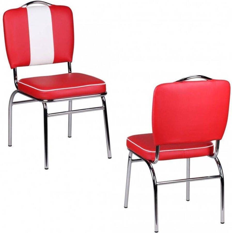 Wohnling ELVIS American Diner 50s Retro | Zitting bekleed met rugleuning | Eetkamerstoel kleur rood wit