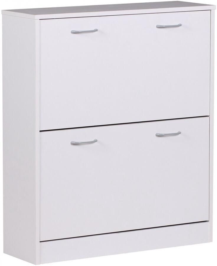 Wohnling schoen Kiepwagen SARAH wit mat 2 compartimenten 75 x 87 x 24 cm | Ontwerp van de klomp kast voor het werk | Schoen dressoir modern met berging