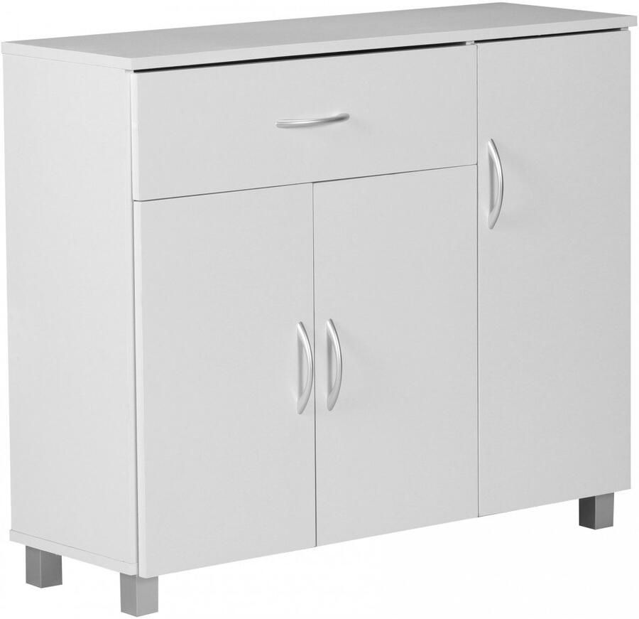 Wohnling dressoir JARRY mat wit lade 1 en 3 Doors 90 x 75 x 30 cm | Ontwerp commode | Pantry-vloer kast met handvatten WL1.334