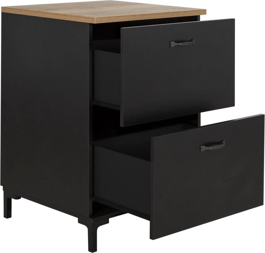 Gami Keukenkast Manchester 60 x 60 x 86 cm Helvezia Oak-design Gautier Onderkasten Zwart MDF Onderkasten