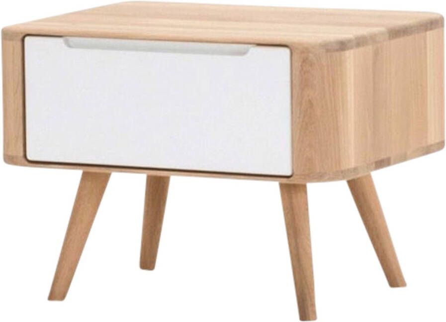 Gazzda Ena nightstand 55 houten nachtkastje whitewash 1 lade