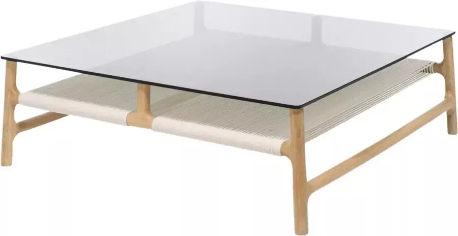 Gazzda Fawn coffee table houten salontafel whitewash met glazen tafelblad grey 120 x 60 cm - Foto 1
