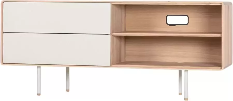 Gazzda Fina sideboard houten dressoir linoleum mushroom whitewash 150 x 45 cm