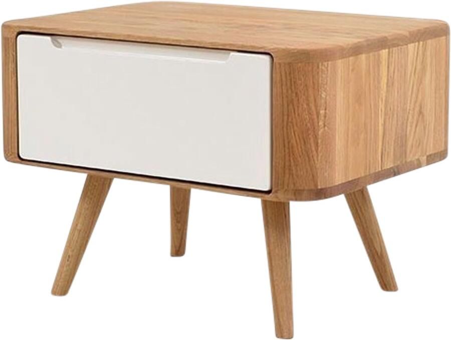 Gazzda Ena Nightstand 55 Nachtkastje Eikenhout met Lade Scandinavisch Modern Houten Nachtkastje Naturel 55 x 42 x 40 cm