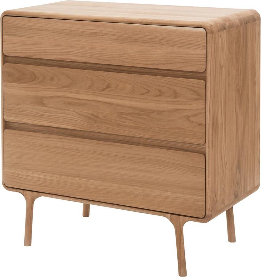 Gazzda Fawn Drawer Naturel Ladekast Hout Massief Eiken Kast met Lades Opbergkast 3 Lades