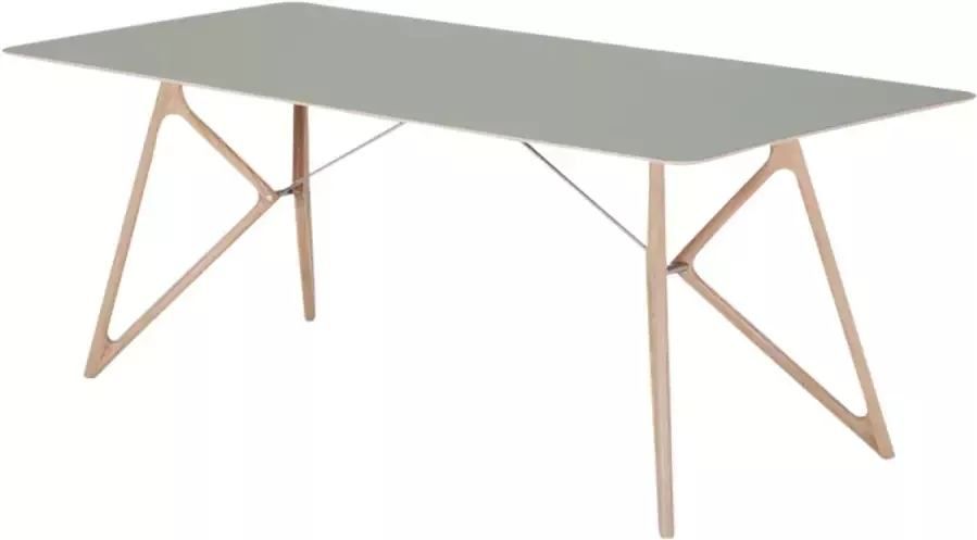 Gazzda Tink table houten eettafel whitewash met linoleum tafelblad dark olive 200 x 90 cm - Foto 2