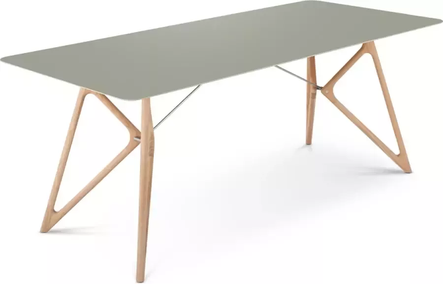 Gazzda Tink table houten eettafel whitewash met linoleum tafelblad dark olive 200 x 90 cm