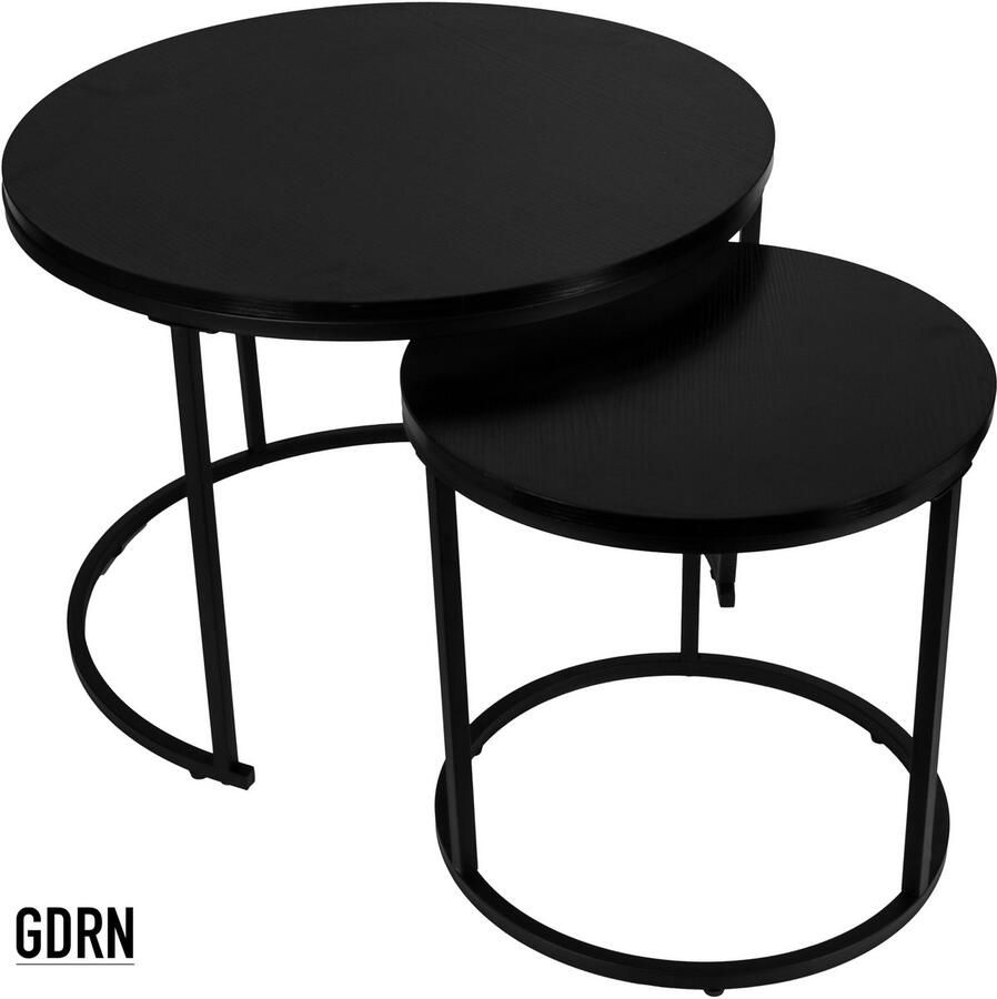 GDRN Salontafel Set van 2 Zwart Hout Koffietafel Hout Zwart zware Kwaliteit