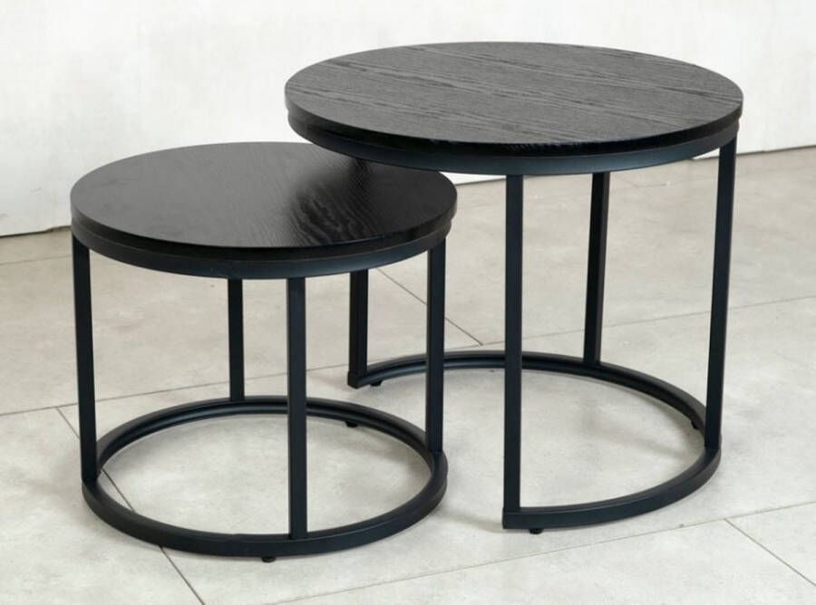 GDRN Salontafel Set van 2 Zwart Hout Koffietafel Hout Zwart zware Kwaliteit - Foto 4