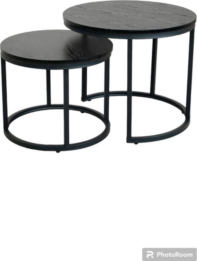 GDRN Salontafel Set van 2 Zwart Hout Koffietafel Hout Zwart zware Kwaliteit - Foto 3