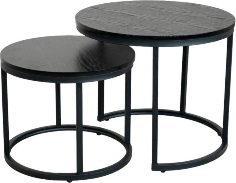 GDRN Salontafel Set van 2 Zwart Hout Koffietafel Hout Zwart zware Kwaliteit - Foto 2