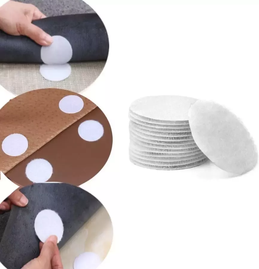 GEAR3000 GEAR 3000 antislip sticker tapijt dubbelzijdig tape klittenband zelfklevend vloerkleed kussen 4 stuks wit