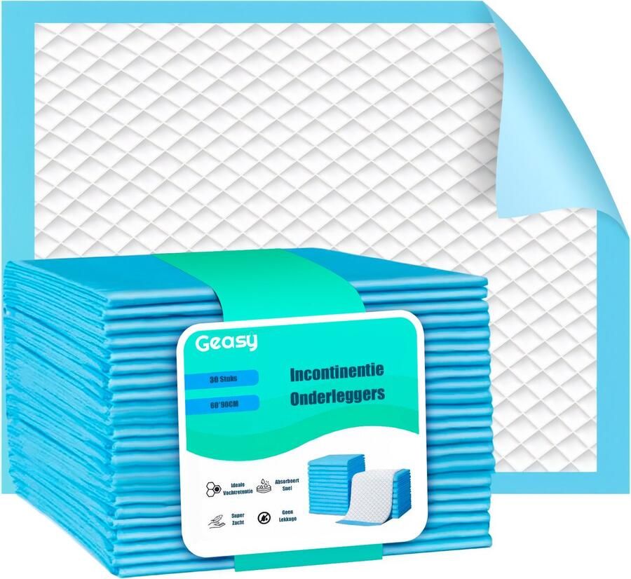 GEASY Incontinentie Bed Onderleggers Wegwerp Onderleggers 25 Stuks Matrasbeschermers 60x90 CM Blauw Wit Puppy Training Pads Incontinentie Matrasbeschermer Incontinentie onderleggers