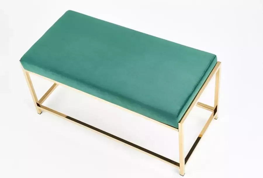 Gebor Bankje – Bank – Halbankje – Fluweel – Velvet – Staal – Chrome – Groen – Retro Look – Modern Design – 46x97x44cm