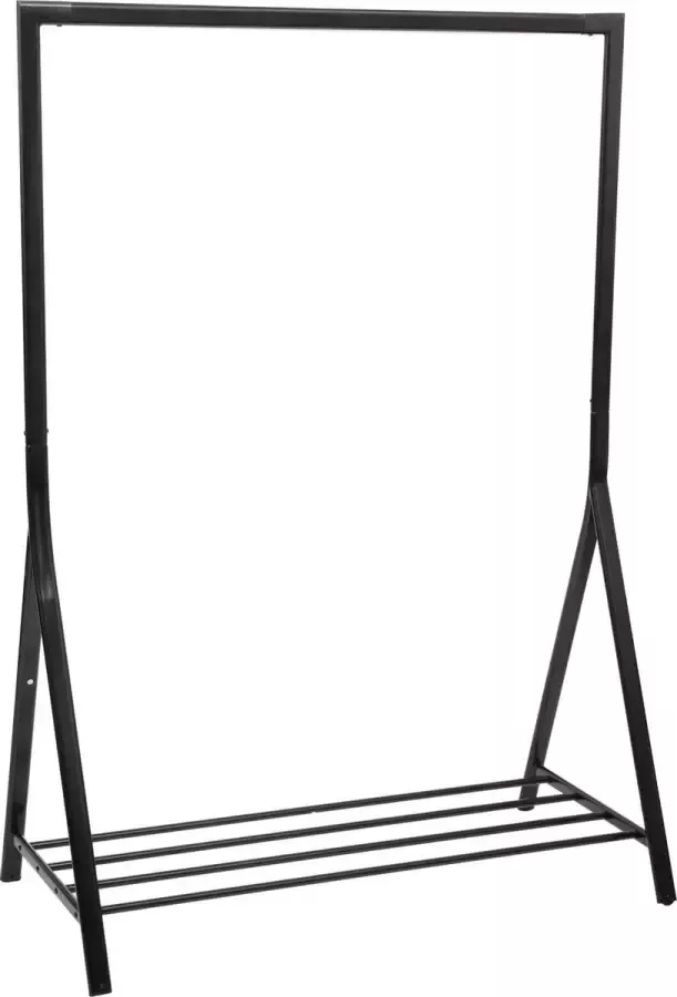 Gebor Kledingrek – Garderoberek – Met Hangstang en Plank – Zwart – Metaal – Strak Design – Industriele Look – 16 3x57x165cm