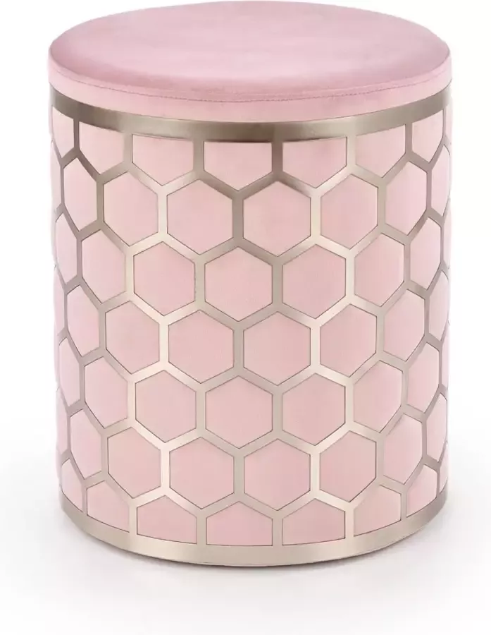 Gebor Poef Roze Geometrisch Metalen versiering Honingraat Extra zitplaats Bijzettafel Romantisch Zacht Eigentijds