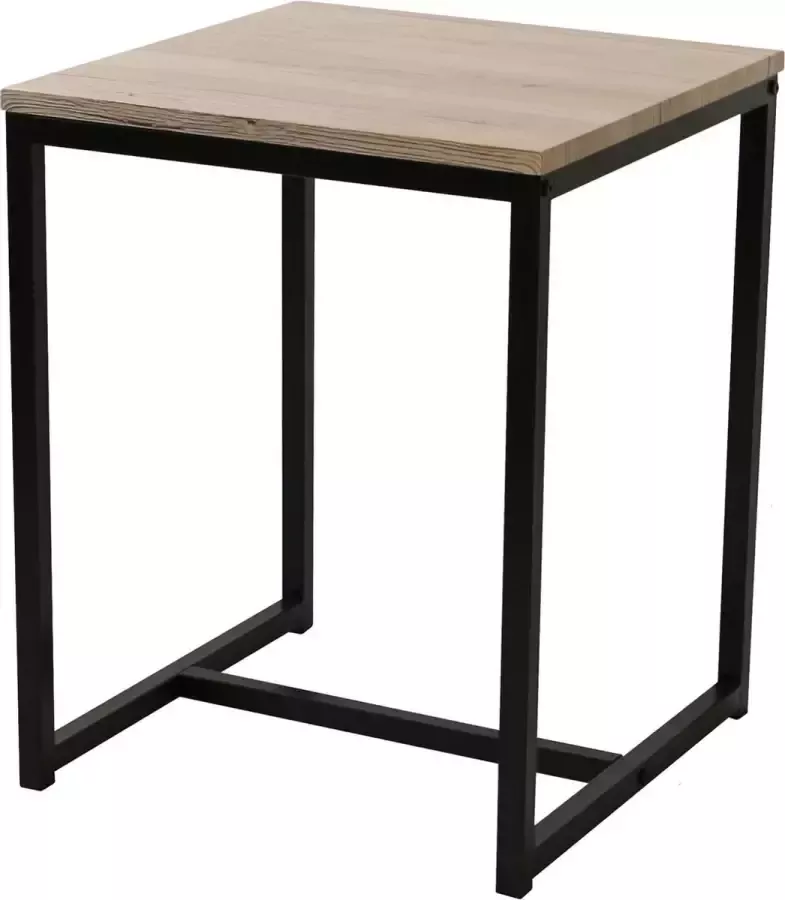 Gebor Trendy Bijzettafel Koffietafel Side table Vierkant Industrieel design Houten blad Metalen frame 50x40x40cm – Bruin Zwart Modern