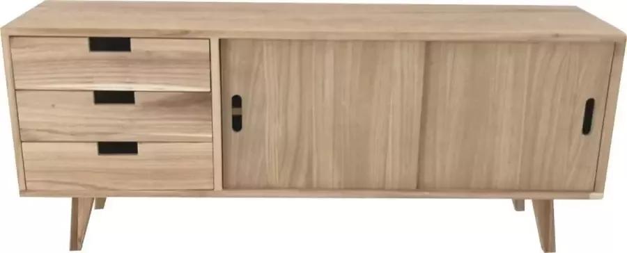 Gebor Tv-Tafel – Tv-Meubel – Veel Opbergruimte – Met Lades – Retro Design – Vintage Look – Schuine Pootjes – Naturel – Hout – MDF – 120x29x50cm