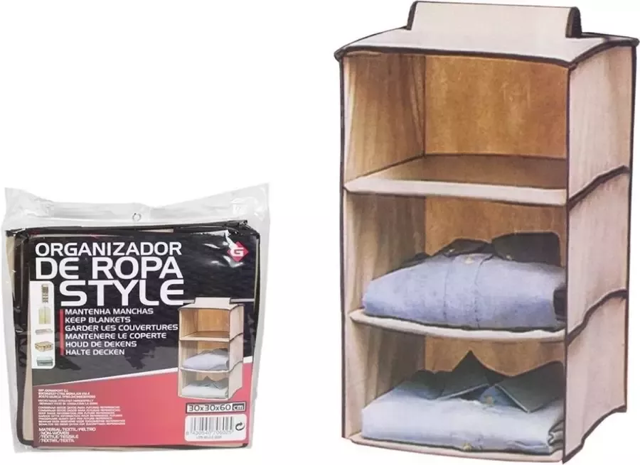 GeBoWeb Kast organizer hangende opberger stof beige met 3 brede vakken