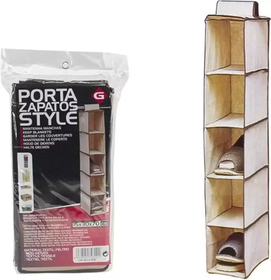 GeBoWeb Kast organizer hangende opberger stof beige met 5 vakken