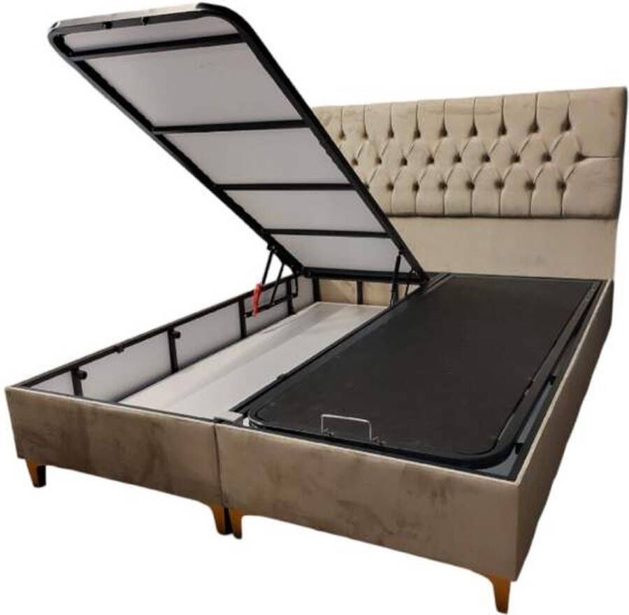 Geen merk Boxspring bed Dream Great 180x200 cm complete boxspring met matras en topper Velvet glossy stof Donkergrijs zetelsenbedden goedkope bed