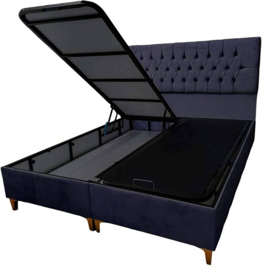 Zetelsenbedden.be boxspring olimpos- 160x200cm- zonder matras- met opbergruimte- donkergrijs velvet