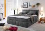 Zetelsenbedden.be Boxspring bed escape 160x200 met opbergruimte in hoofdbord compleet boxspring grijs stof - Thumbnail 2