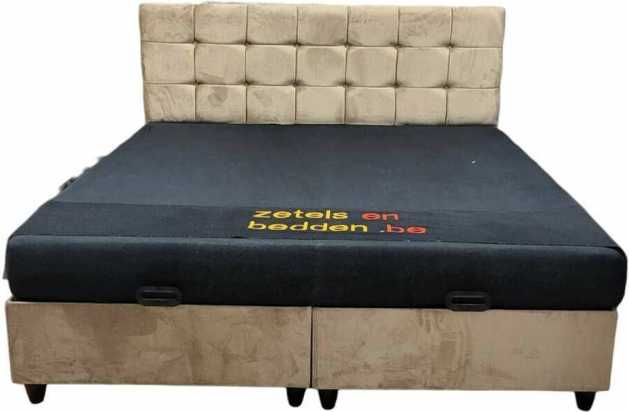 Geen merk boxspring ece- 140x200cm- taupe- zonder matras- met opbergruimte