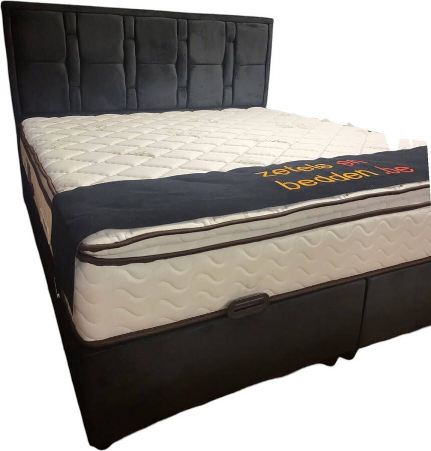 Geen merk boxspring bed Dream Chester- 90x200cm- met opbergruimte- zonder matras- antraciet - Foto 2