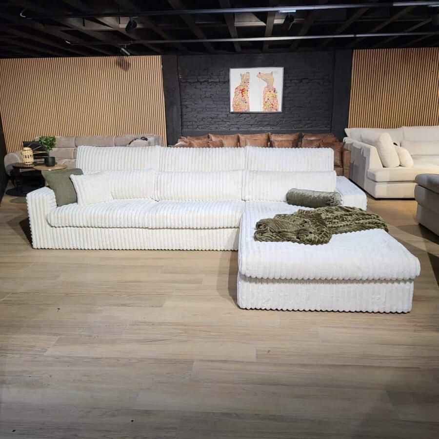 Geen merk hoekbank anna- lounge rechts- openlounge- ribstof beige- hoeksalon right beige