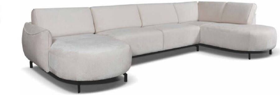 Geen merk hoekbank auralux- bouclé beige velvet stof- ronde lounge links- hoeksalon lounge links