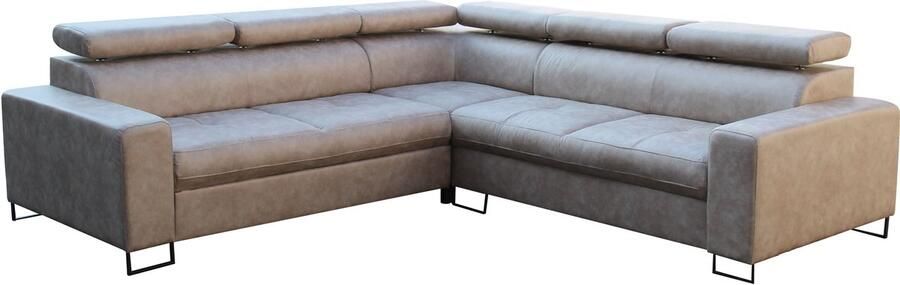 Geen merk Hoekbank collage- beige microvezelstof- met slaapfunctie- hoeksalon met bed