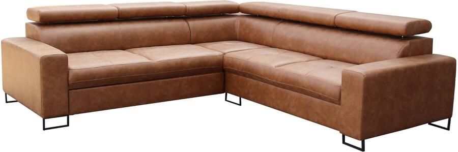 Geen merk. Hoekbank collage met bed cognac microvezelstof- met slaapfunctie hoeksalon met bed - Foto 2