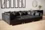 Geen merk Hoekbank Denver Vintage Black Hoeksalon Met Poef Wooneiland - Thumbnail 2