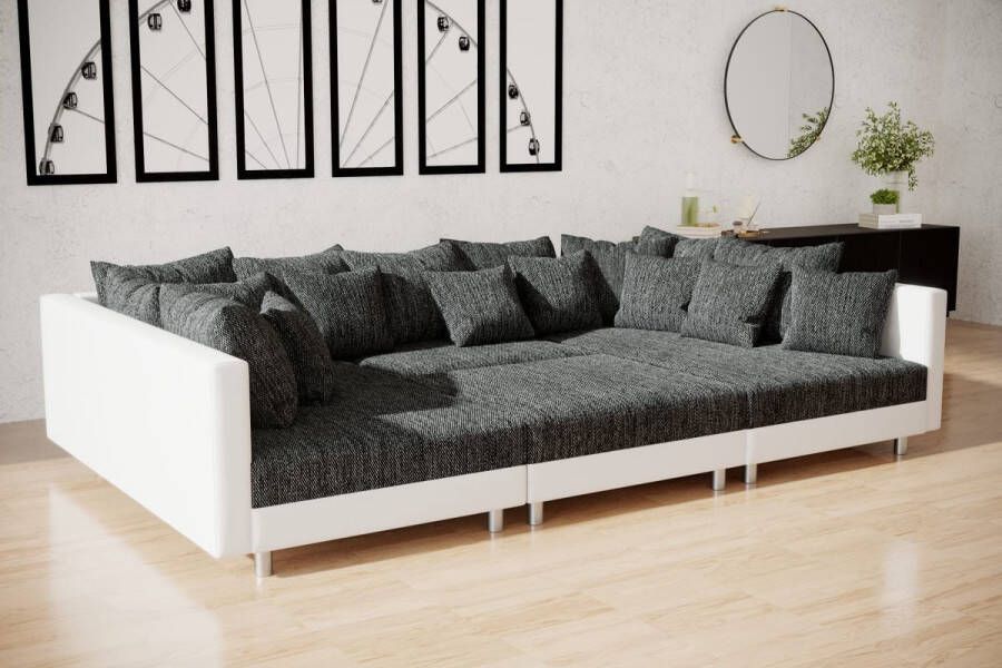 Zetelsenbedden.be Hoekbank hoekzetel Wooneiland Denver Grijs met poef